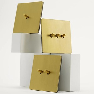 Vàng chải thép không gỉ Bảng điều chỉnh Retro chuyển đổi tường chuyển đổi ánh sáng 1-4 băng đảng 2way chuyển đổi kép USB EU FR Ổ cắm điện cắm cho nhà - Product Image 3