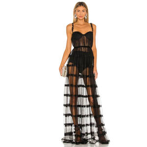 Abiti da sera lunghi trasparenti <span class=keywords><strong>in</strong></span> <span class=keywords><strong>Tulle</strong></span> Sexy senza maniche per feste estive alla moda da donna - Product Image 2