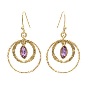 Pendientes de Plata con Baño de Oro y Amatista Clásicos de Moda Personalizados para Mujer, Estilo Lindo, Regalo de Aniversario, Venta al por Mayor - Product Image 1