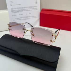 高品質カーグラスデザイナーサングラス、ロゴ入りボックスと領収書付き、UV400保護、リムレス、ダイヤモンドカット、高級サングラス - Product Image 5