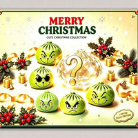 Mogo Grinch Jouet anti-stress en caoutchouc en forme de monstre vert à thème de Noël, boîte surprise créative et réaliste