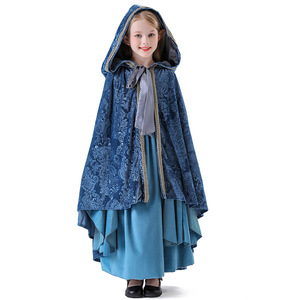 Robe de princesse elfe pour enfants, Costume médiéval, tenue de cosplay pour 8-13 ans, robe bleue avec cape, vêtements de spectacle - Product Image 4