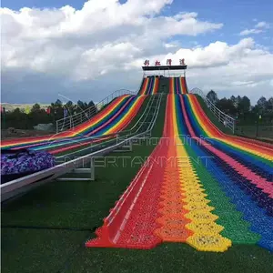 Spielplatz im freien kinder und erwachsene kunststoff trockenen regenbogen rutsche für verkauf