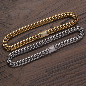 สร้อยคิวบาแบบกลมขนาด 14 มม. สำหรับผู้ชาย ทำจากสแตนเลสสตีล สร้อยคิวบาแฟชั่น Tanjing สร้อยคอ Lijing - Product Image 4