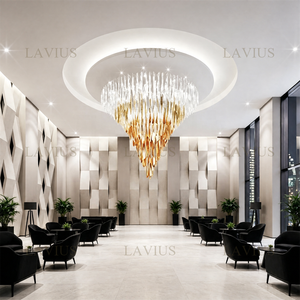 Lampadario in Cristallo Rotondo Personalizzato, Luce a Soffitto <span class=keywords><strong>LED</strong></span>, Illuminazione a Sospensione per Hotel, Hall, Progetti di Ospitalità - Product Image 3