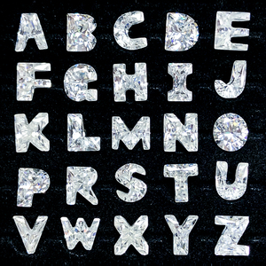 Vente en gros personnalisée de pierres de moissanite en vrac, 26 lettres A-Z, facettées, à taille fantaisie, blanches, clarté <span class=keywords><strong>D</strong></span> VVS, type diamant - Product Image 1