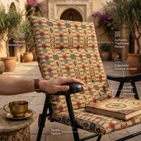 Chaise de plage pliable durable de style Majlis arabe avec tissu à motifs traditionnels pour le camping dans le désert et l'utilisation en espace culturel