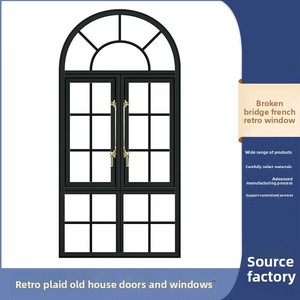 Fenêtres en alliage d'aluminium de style français vintage Bamus, portes à battants arquées de style européen pour villa, isolation thermique - Product Image 1