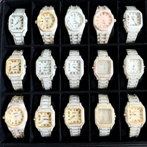 Montre de sport unisexe haut de gamme en acier inoxydable, design de luxe, avec moissanite VVS dorée, étanche, style pièce de monnaie, diamant et cristal antique - Product Image 1