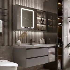 New smart defog wash bathroom cabinet modern simple slate integrated hand wash basin smart combination - Product Image 2