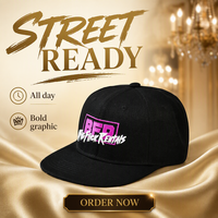 Topi Snapback Kanvas Sporty, Dapat Disesuaikan, Pinggiran Datar, Bordir Logo 3D Custom, Unisex, Grosir