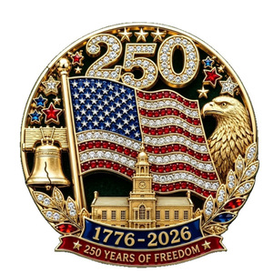 Broche Conmemorativo del 250 Aniversario en Rojo Brillante con Bandera de Águila, Pin de Aleación, Joyería de Moda Unisex - Product Image 2