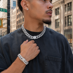 Colliers Miami Cuban « Iced Out » Hip Hop le Moins Cher, Sertis de Strass et de Diamants 14 MM, Bijoux Bling pour Hommes Rapper - Product Image 5