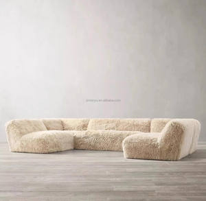 Juego de sofá de asiento bajo Modular de lujo, Cachemira de tela de felpa interior de estilo nórdico cálido para sala de estar - Product Image 2