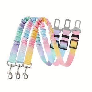 Adjustable Gradient Color Polyester <strong>Cat</strong> Dog Car Seat <strong>Belt</strong> Safety Carabiner Leash with Simple Fashion Design - Product Image 3