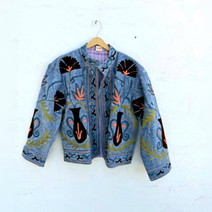 <b>Women</b> Suzani <b>Velvet</b> Jacket Handmade Floral Embroidery Jacket Boho Hippie Jacket Inside Cotton Iining Jacket Winter Jacket - Product Image 1
