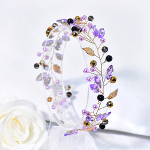 YouLaPan – serre-tête exquis en résine et strass vert, fait à la main, style féerique, accessoires pour cheveux pour mariages, anniversaires, banquets - Product Image 2