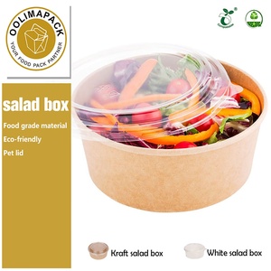 Ristorante Take Away PLA Rivestito usa e getta ciotola di insalata di kraftpaper con coperchio di carta per il cibo caldo contenitore - Product Image 2