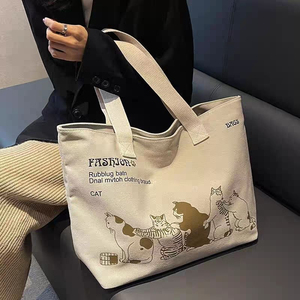 New Arrival <b>Large</b>-Capacity <b>Canvas</b> <b>Bag</b> for Women Korean-Style Fashion Shoulder <b>Bag</b> Japanese-Style Minimalist Handbag - Product Image 2