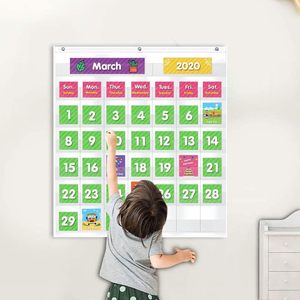 Calendario mensual para el aula, tabla de bolsillo con 71 tarjetas, aprendizaje para niños, gestión del tiempo en el hogar, regreso a la escuela - Product Image 5