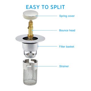 Tapón de lavabo <span class=keywords><strong>Universal</strong></span> de diseño moderno Tapón de fregadero de drenaje Pop de acero inoxidable con colector de pelo antibloqueo - Product Image 5