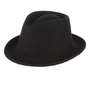 Chapeau Fedora en Laine H7221 pour Homme, Noir, Style Homburg, pour Adultes, Hommes, Style Jazz Bouclé, Uni, pour Tenue Décontractée en Extérieur - Product Image 4