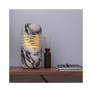 SHIHUI minimalistisches Design Naturstein Marmor Dekoration Kunsthandwerk Lumi S Calacatta Viola Marmor Tischlampe