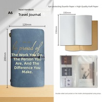 Bloc-notes professionnel A6 en cuir/PVC imprimé, 100 feuilles, reliure thermique, avec bande élastique et pochette pour cartes, personnalisable avec logo – Offre Spéciale