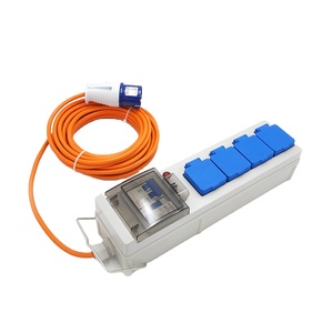 <span class=keywords><strong>Rallonge</strong></span> de camping-car 4 voies 4 prises UK BS avec triple unité d'alimentation, RCD, MCB et câble orange H05VV-F 3*1.5mm de 15m - Product Image 1