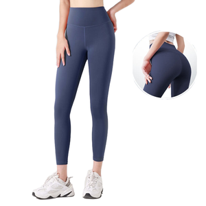 Women's High Waist Fitness Gym Yoga Pants Seamless Elastic Waist <b>Leggings</b> Solid <b>Pattern</b> Quick Dry Spandex/Polyester Wholesale - Product Image 1