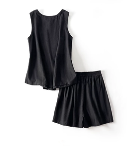 French Style 100% Pure <strong>Linen</strong> Sleeveless Vest <strong>Tops</strong> and Wide Leg Shorts Two Piece Outfit Fashion Casual <strong>Linen</strong> Sets <strong>Women</strong> - Product Image 4