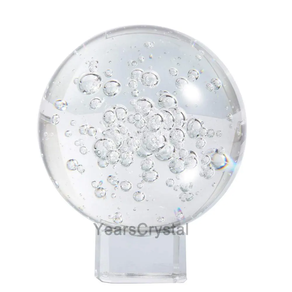 Boule à bulles en cristal globe transparent boule à bulles en verre sphère avec bulles