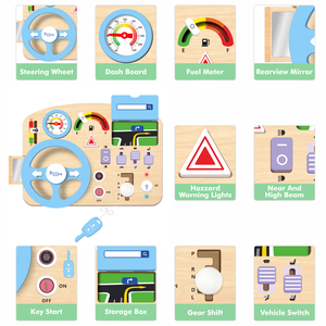 Montessori Erken Eğitim Aktivite Panosu Oyuncağı Sürüş Simülasyon Oyunu Simüle Araba Direksiyon Oyuncağı - Product Image 5