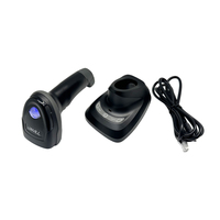 LONVILL Scanner de codes-barres sans fil USB 1D 2D avec fonction de lecture de codes QR, affichage du niveau de batterie, mode de fonctionnement, transmission des données et diffusion vocale