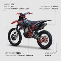 Nouvelle moto tout-terrain à essence 300cc 4 temps BSE WaveSpeeder M8 32kW avec moteur à cylindre incliné, 120 km/h, pour la course sur route désertique
