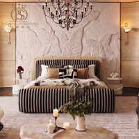 Ensemble de chambre à coucher italien haut de gamme BS Modern Luxury pour villa, lit en velours capitonné confortable, taille Queen ou King