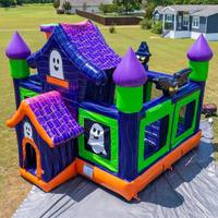 Château gonflable commercial d'Halloween, structure de saut gonflable pour célébrations de vacances avec souffleur