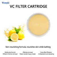 Pomme de douche filtrante haute pression à la vitamine C avec coton PP, pomme de douche déchlorante embellissante pour la peau avec vitamine C, cyan clair