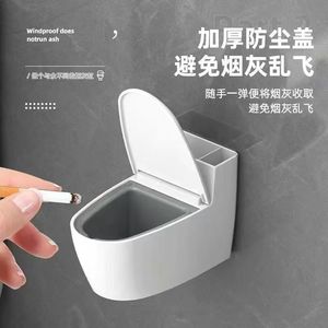 Toilet <b>Ashtray</b> With Lid Stainless Steel Wall Mounted Smoke Holder For Home Office Use - Product Image 4