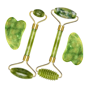 Outils de massage corporel et facial en jade naturel, germanium et quartz rose, rouleaux pour les yeux en jade blanc - Product Image 3