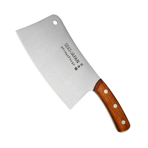 Couteau de boucher japonais en acier inoxydable à haute teneur en carbone, hachoir robuste avec triple rivet et manche en bois naturel, DIY OEM - Product Image 1