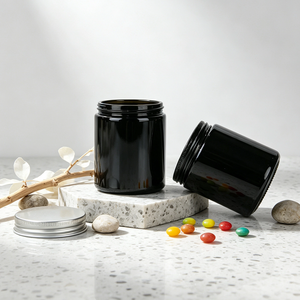 250Ml Black Opaque <b>Glass</b> Bottle Food Grade <b>Container</b> For Candy Gummy And Fish Oil Softgel Packaging - Product Image 4
