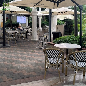 Poltroncina Impilabile in Stile Francese <span class=keywords><strong>Sedia</strong></span> <span class=keywords><strong>da</strong></span> Pranzo Arredo Moderno in Alluminio <span class=keywords><strong>Sedia</strong></span> <span class=keywords><strong>da</strong></span> Bistrot in Rattan Plastico per Caffetteria e Ristorante all'Aperto - Product Image 6