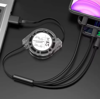 Câble de charge pour téléphone portable IOS multifonctionnel télescopique 3-en-1 en nylon, USB 3.0 3A, charge rapide, écouteurs, petit format