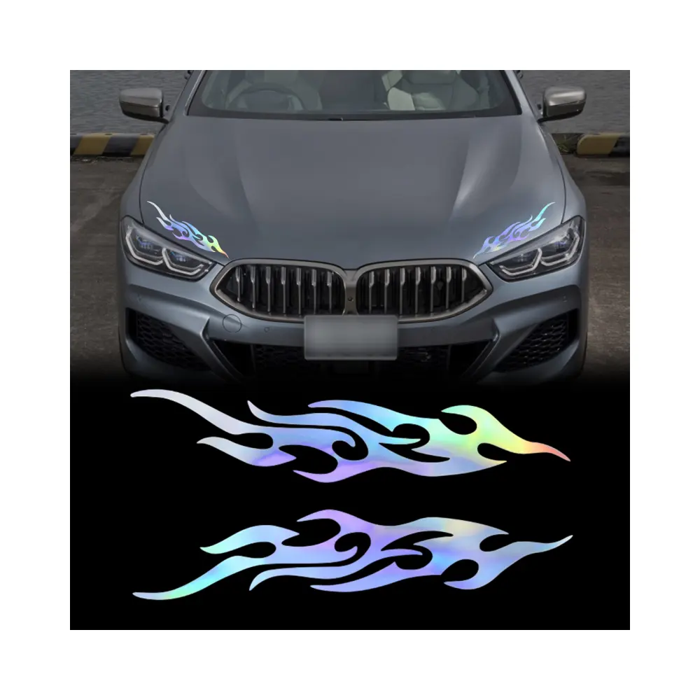 Waterproof Decoration Auto Racing Sport Body Side Graphic Decal Car Hood Flame Reflective Sticker