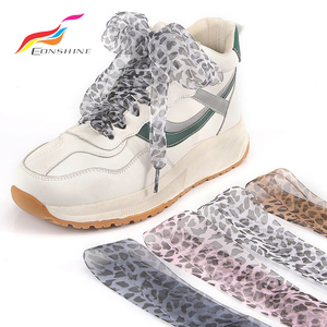 <span class=keywords><strong>Lacets</strong></span> plats décoratifs en mousseline imprimé léopard de 4 cm de large pour baskets – Vente en gros - Product Image 1