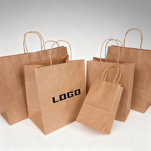 Sacs en papier kraft brun écologiques et recyclables en gros, poignées imprimées personnalisées, emballage pour la vente à emporter, cadeaux, achats, lait - Product Image 2