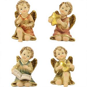 Ensemble de 4 figurines et jouets de Noël ange gardien agenouillé, hauteur 6 cm, ZICOM Allemagne, modèle 9069-E238 - Product Image 1