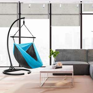 Hamac balançoire en tissu parachute en acier robuste pour une utilisation en extérieur et en intérieur Léger et portable <span class=keywords><strong>Capacité</strong></span> de 150 kg Noir Gris - Product Image 4