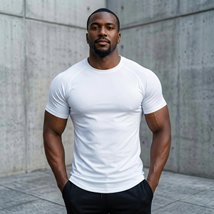 GYM Fitness Factory Quick Turnaround Custom Men's <b>Shirts</b> Summer Elastic Low MOQ Applique Embroidery Design Sports TShirts - Product Image 1